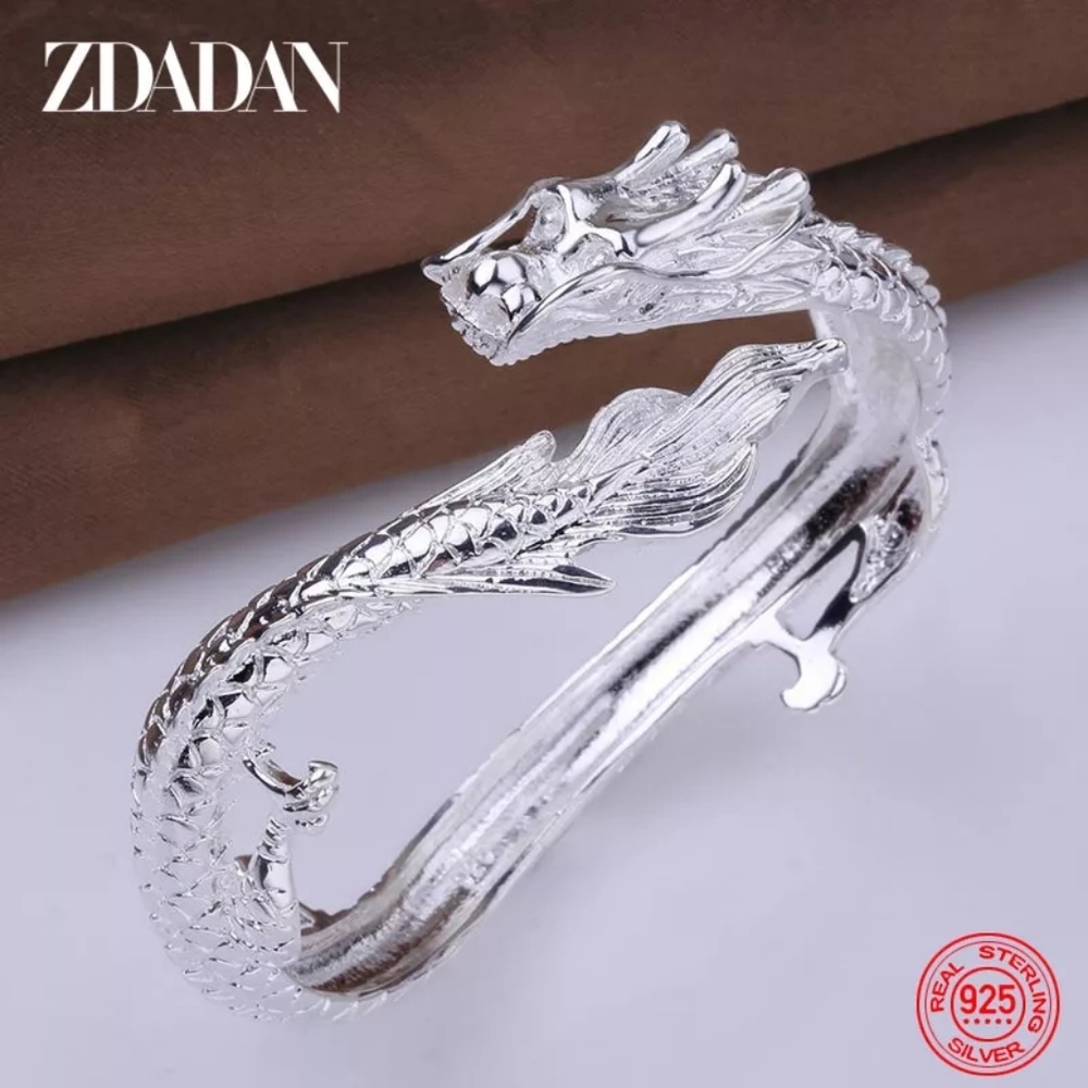 925 Sterling Silver White Dragon Bracelets
